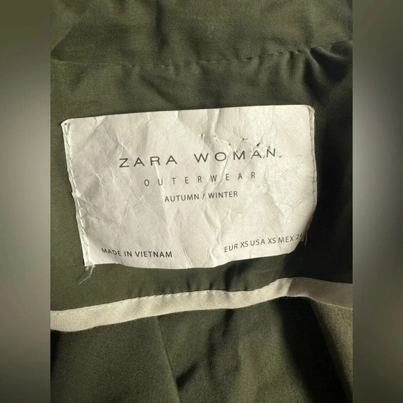 Zara Size XS Green Trenchcoat - Picture 7 of 8